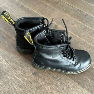 Dr. Martens Black Leather Boots with Yellow Detail